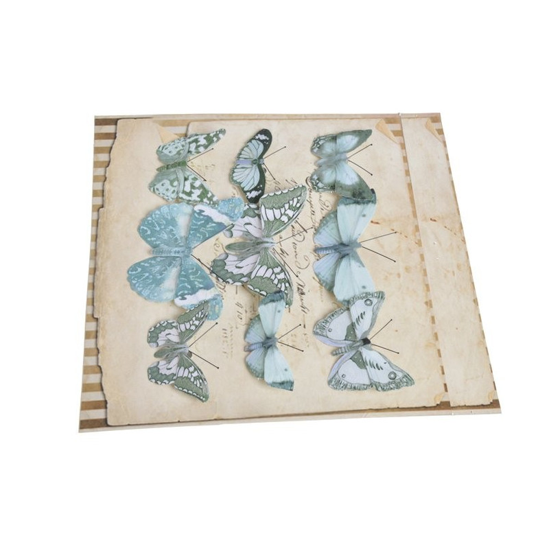 Motyl na klipie 6-10 cm, 9 szt/kpl LT BLUE