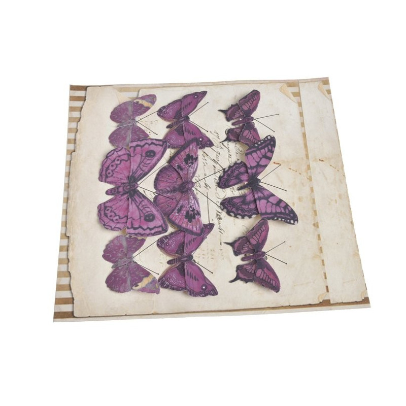Motyl na klipie 6-10 cm, 9 szt/kpl DK PURPLE