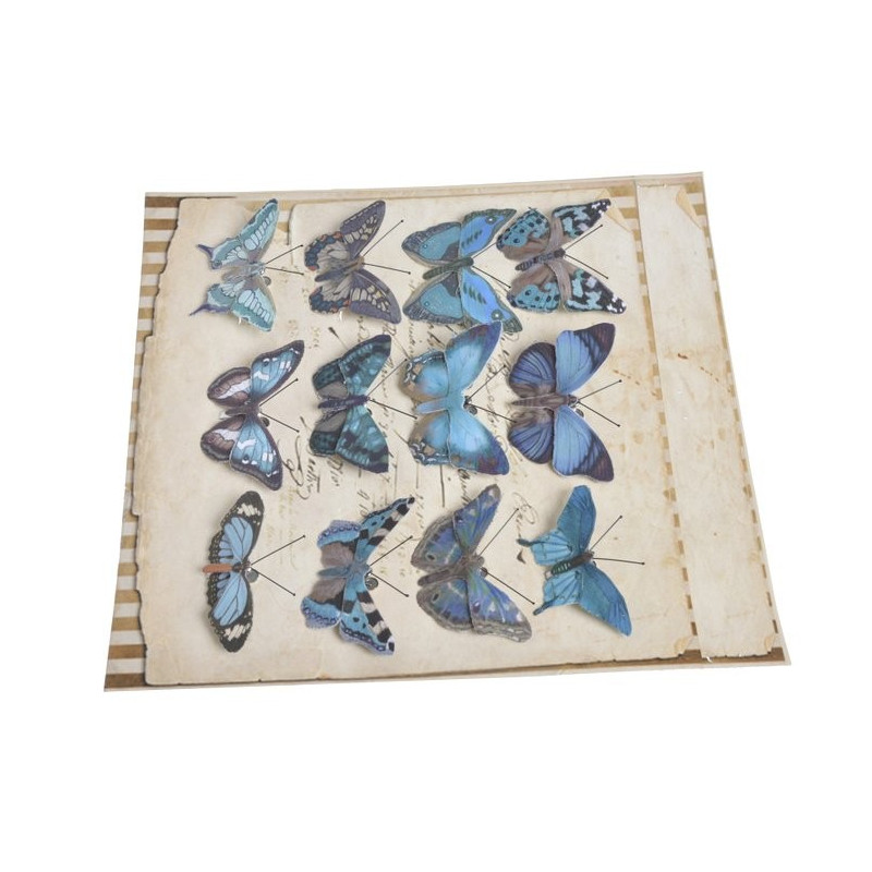 Motyl na klipie 6,5 cm, 12 szt/kpl BLUE