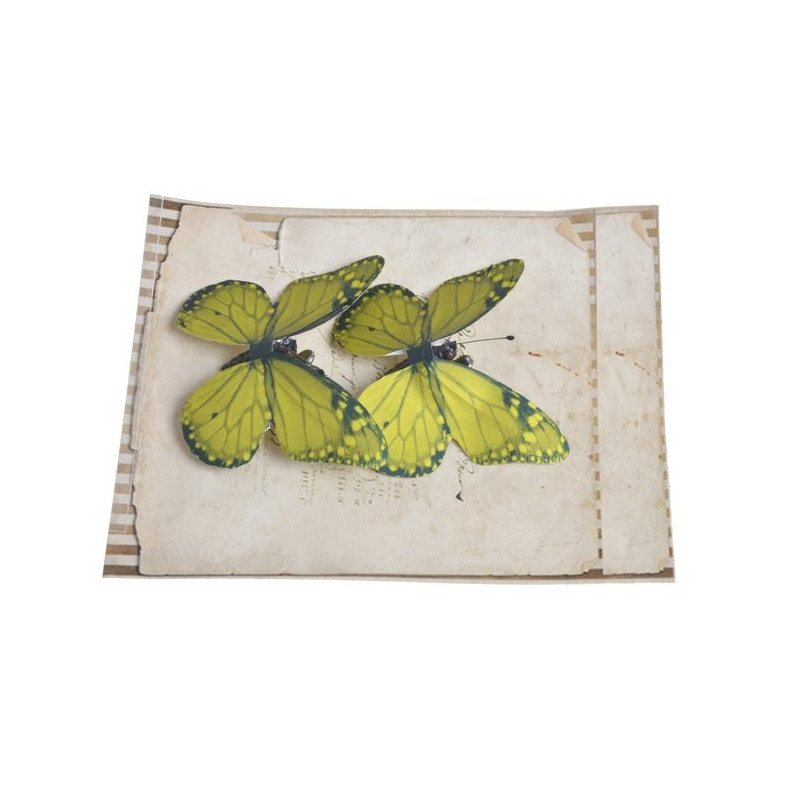 Motyl na klipie 7,5 cm, 2 szt/kpl LT GREEN