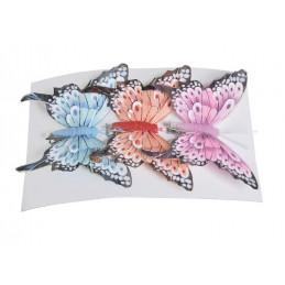 Motyl 12 cm na klipie 3szt/kp