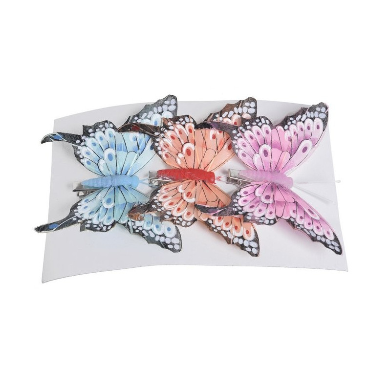 Motyl 12 cm na klipie 3szt/kp