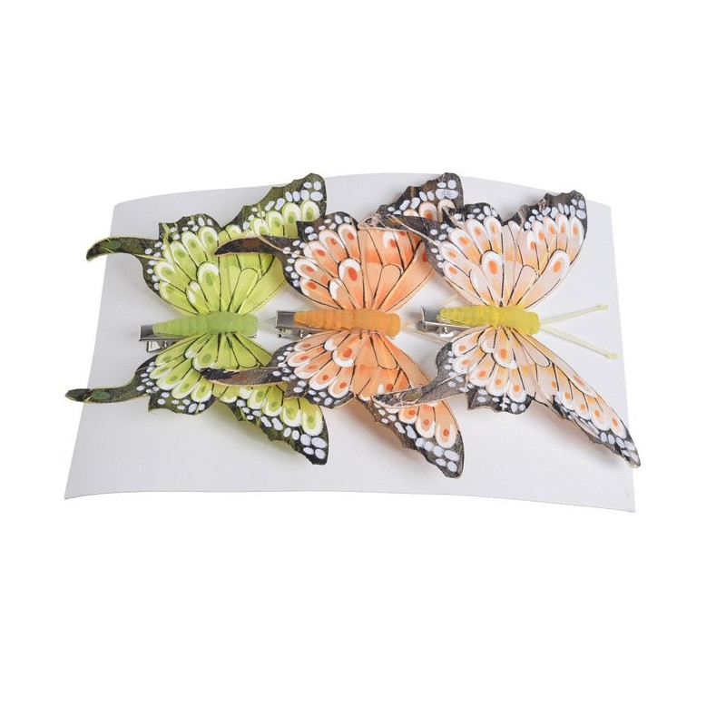 Motyl 12 cm na klipie 3szt/kp