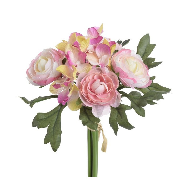 Bukiecik jaskrów z hortensją 4+3 20 cm - sztuczna roślina