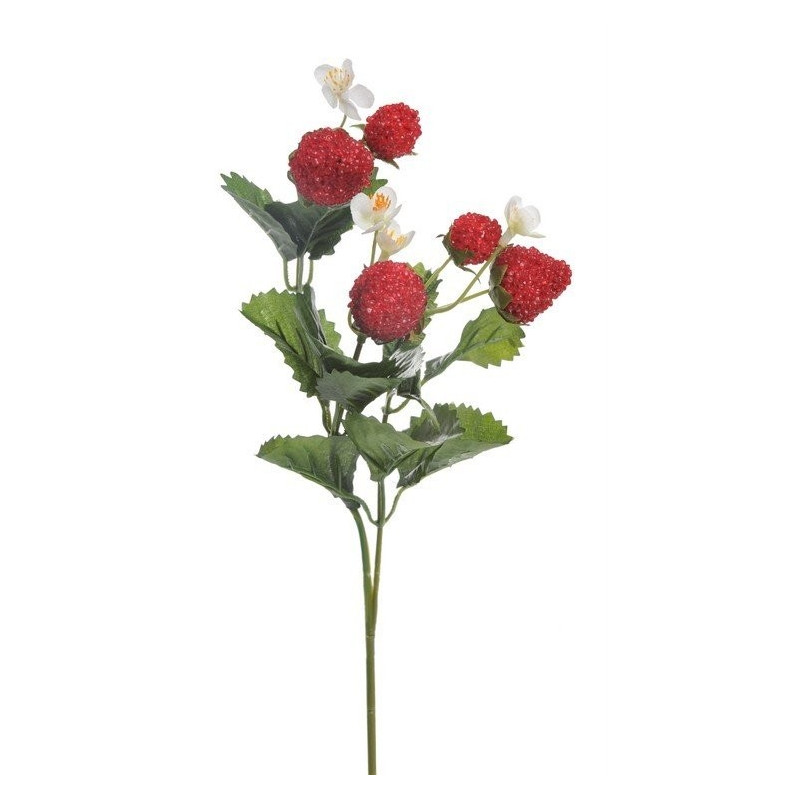 Gałązka truskawki 38 cm - sztuczna roślina