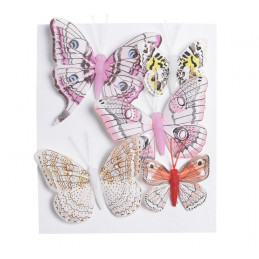 Motyl mix 8 cm-5 cm na klipie 5szt/kpl PK-WH