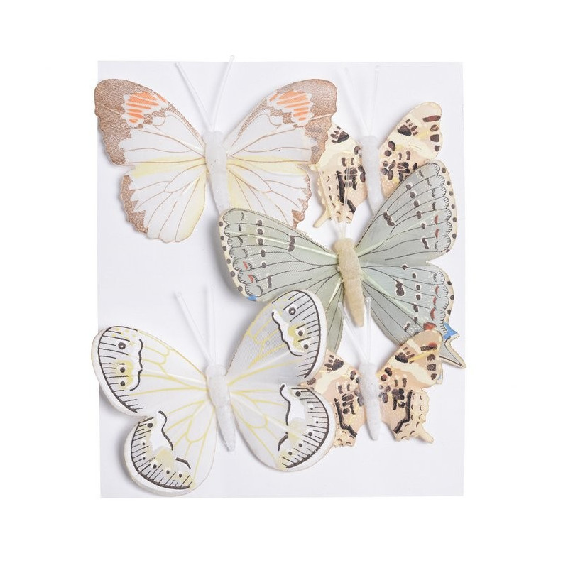 Motyl mix 8 cm-5 cm na klipie 5szt/kpl CR-YEL