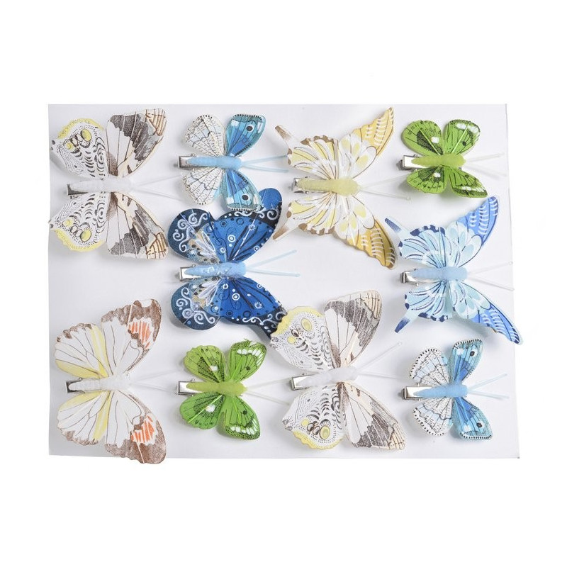Motyl mix 8 cm-5 cm na klipie 10szt/kpl