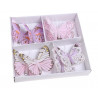 Motyl 8 cm na klipie 8 szt/kpl PINK+LILAC