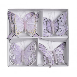 Motyl 8 cm na klipie 8 szt/kpl LILAC