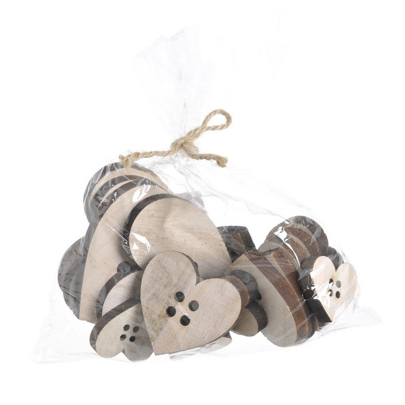 Serca guziki drewniane 3-7 cm