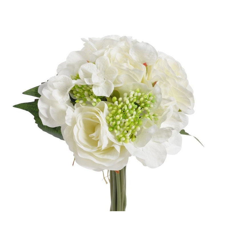 Bukiet róż z hortensją x 9, 30 cm