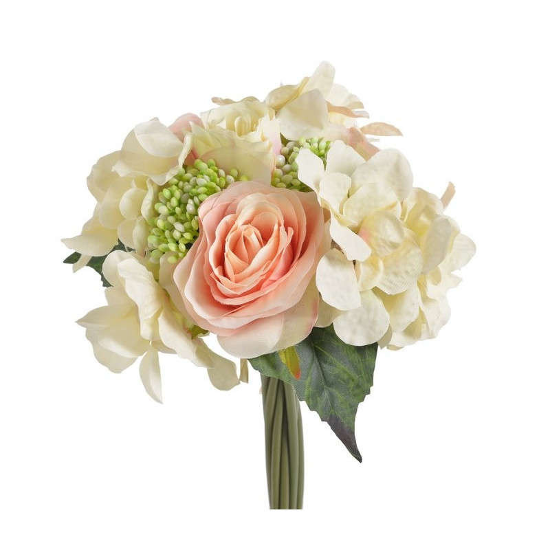 Bukiet róż z hortensją x 9, 30 cm