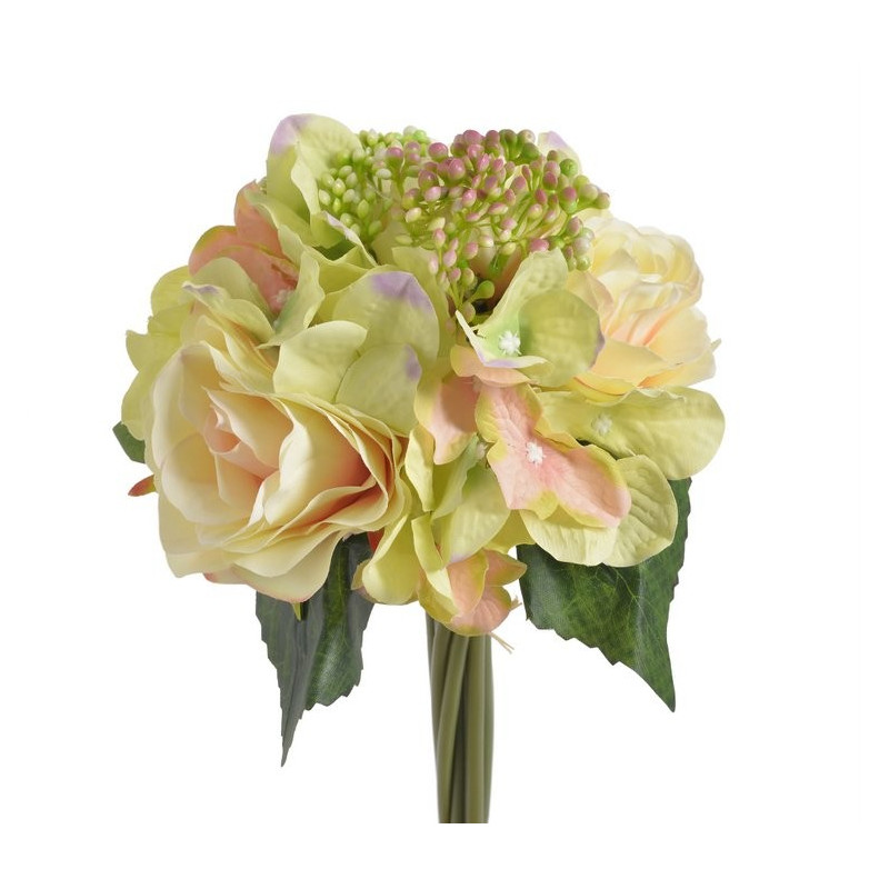 Bukiet róż z hortensją x 9, 30 cm