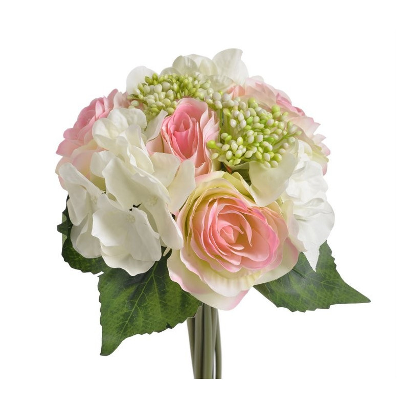 Bukiet róż z hortensją x 9, 30 cm