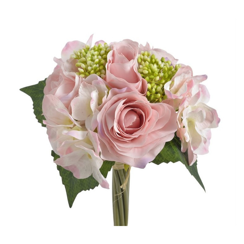 Bukiet róż z hortensją x 9, 30 cm