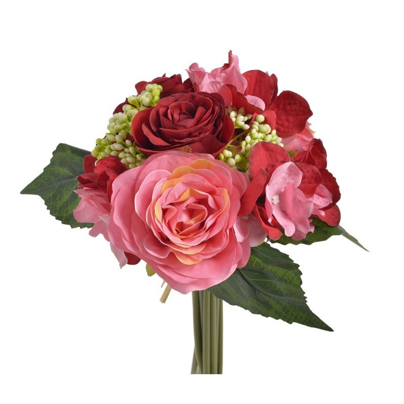 Bukiet róż z hortensją x 9, 30 cm