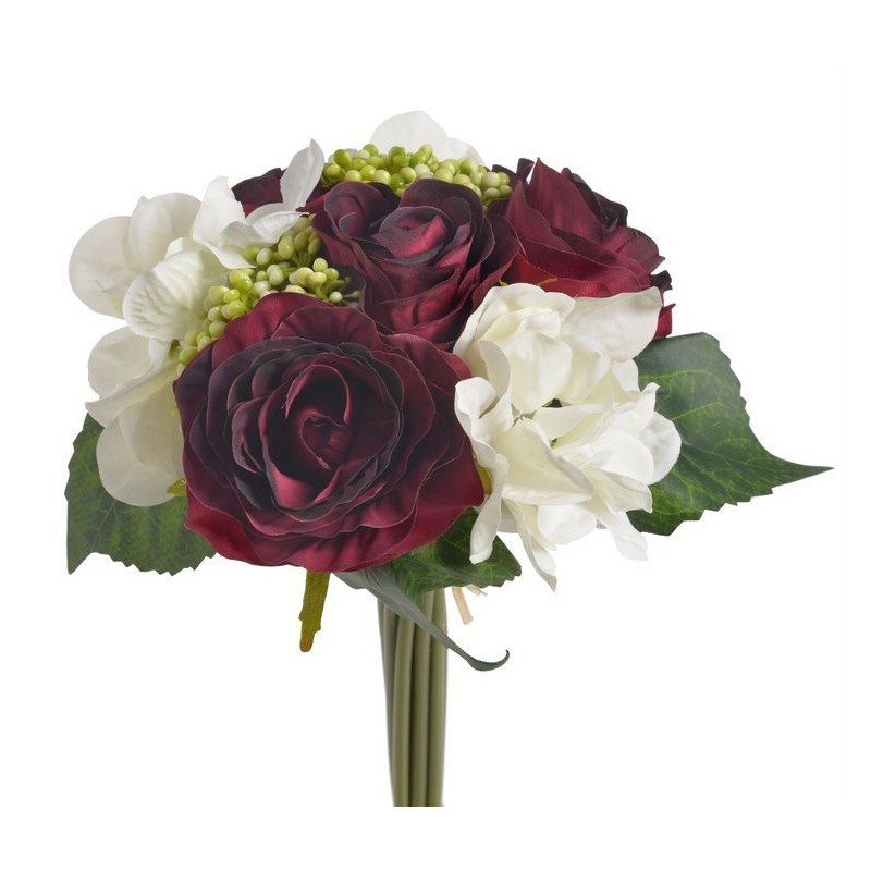 Bukiet róż z hortensją x 9, 30 cm