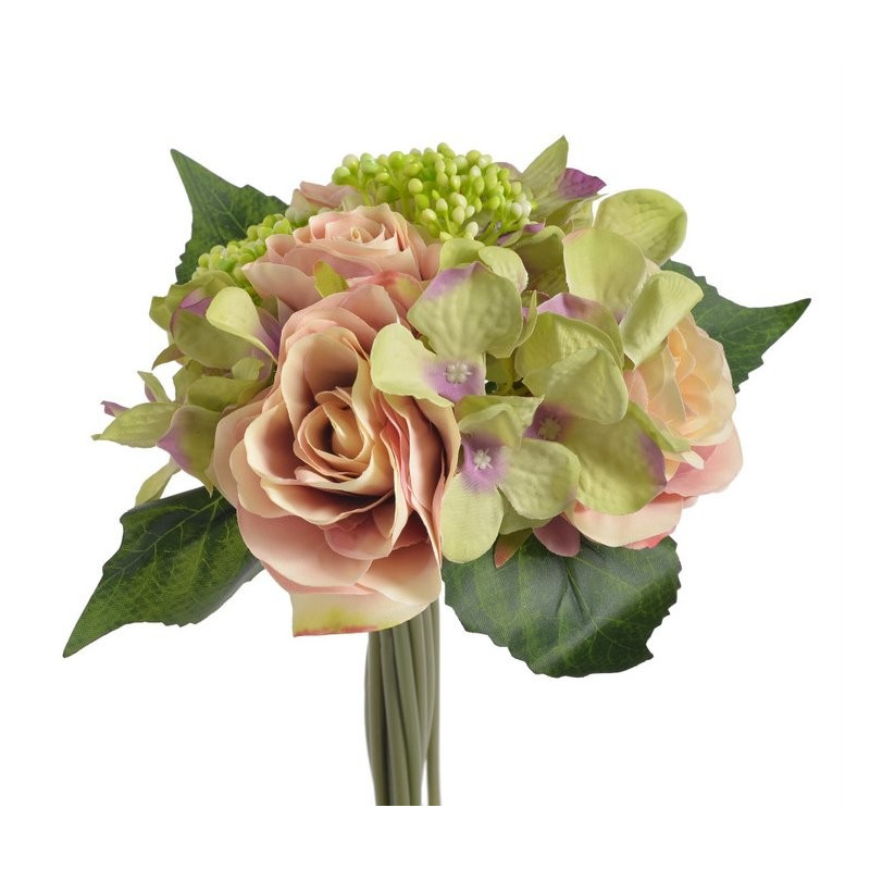 Bukiet róż z hortensją x 9, 30 cm