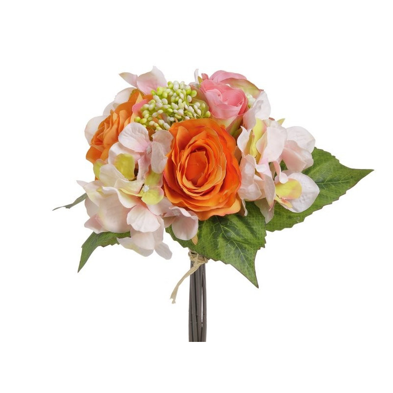 Bukiet róż z hortensją x 9, 30 cm