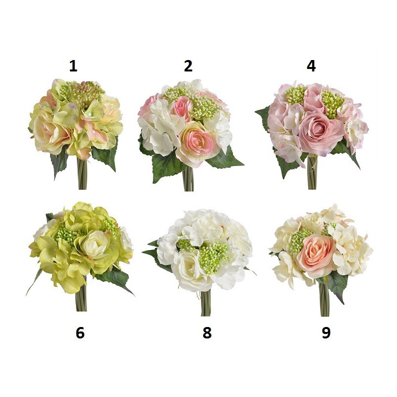 Bukiet róż z hortensją x 9, 30 cm