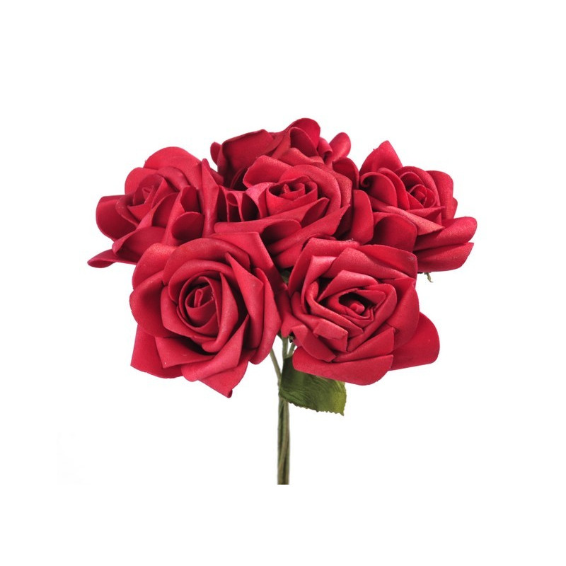 Róża duża pianka bukiet/6szt 25 cm