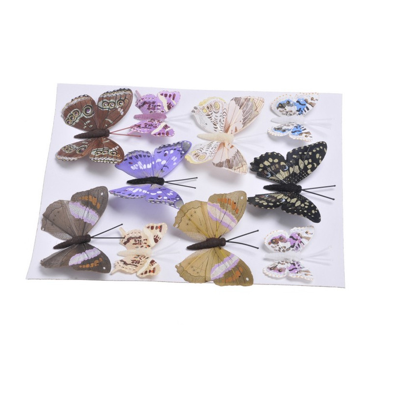 Motyl mix 8 cm-5 cm na klipie - krt 10 szt