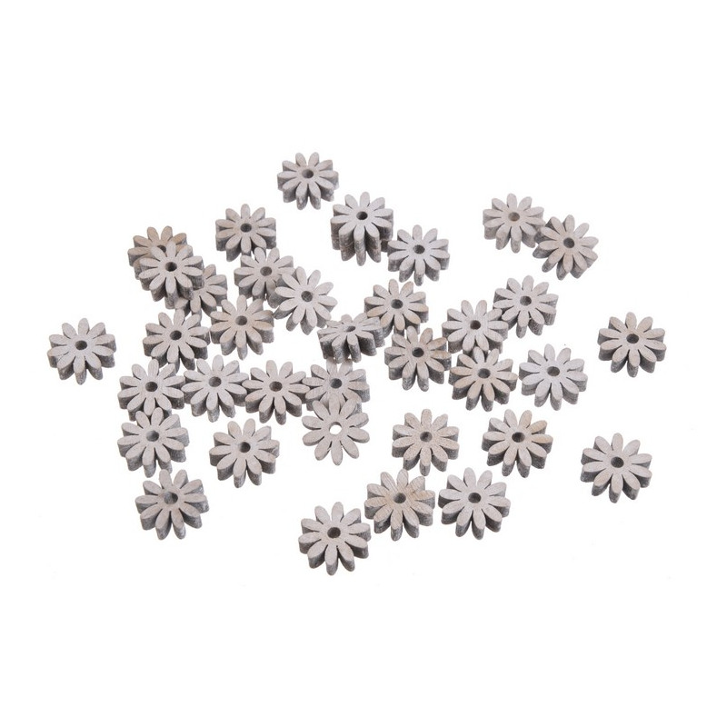Kwiaty biało-szare 2,5 cm, 36szt-paczka