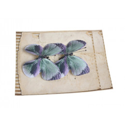 Motyl na klipie 7,5cm, 2szt LT VIOLET/ GREEN