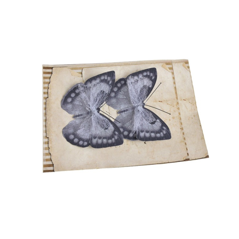 Motyl na klipie 8cm, 2szt/paczka DK GREY