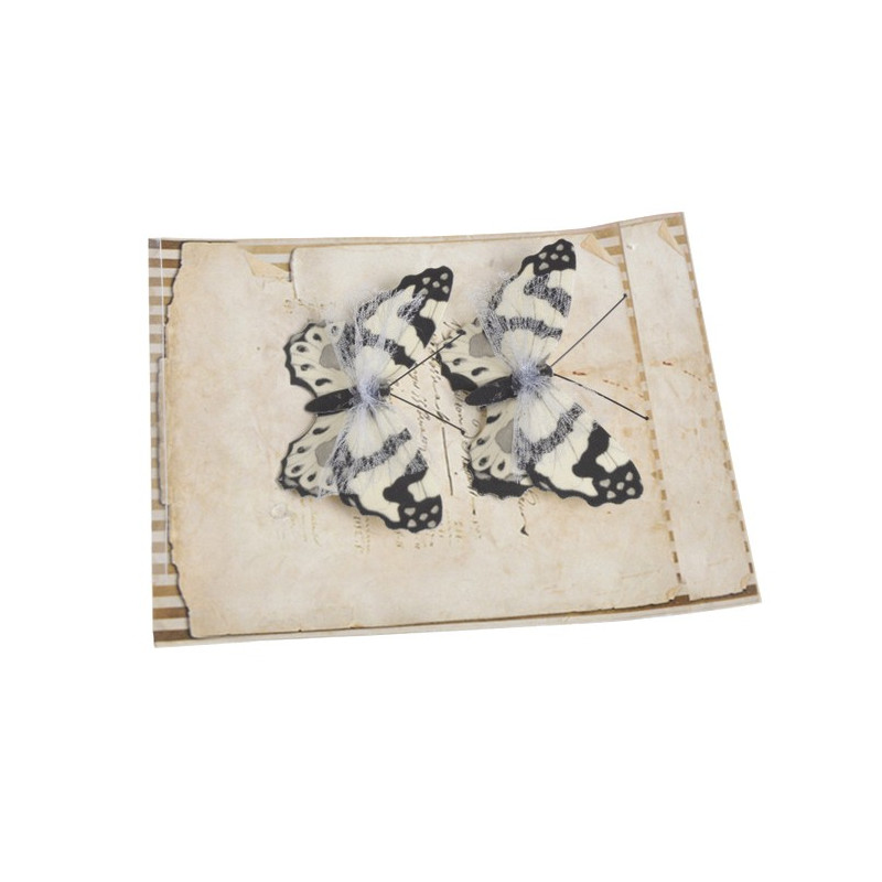 Motyl na klipie 8cm, 2szt/paczka WHITE / GREY