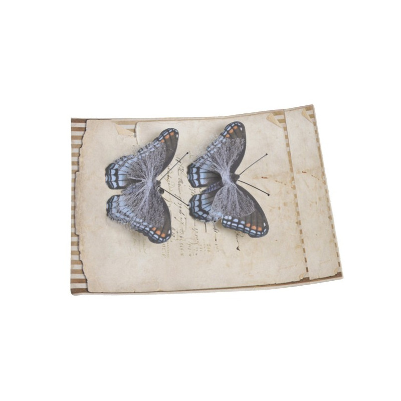 Motyl na klipie 8,5cm, 2szt DK BLUE