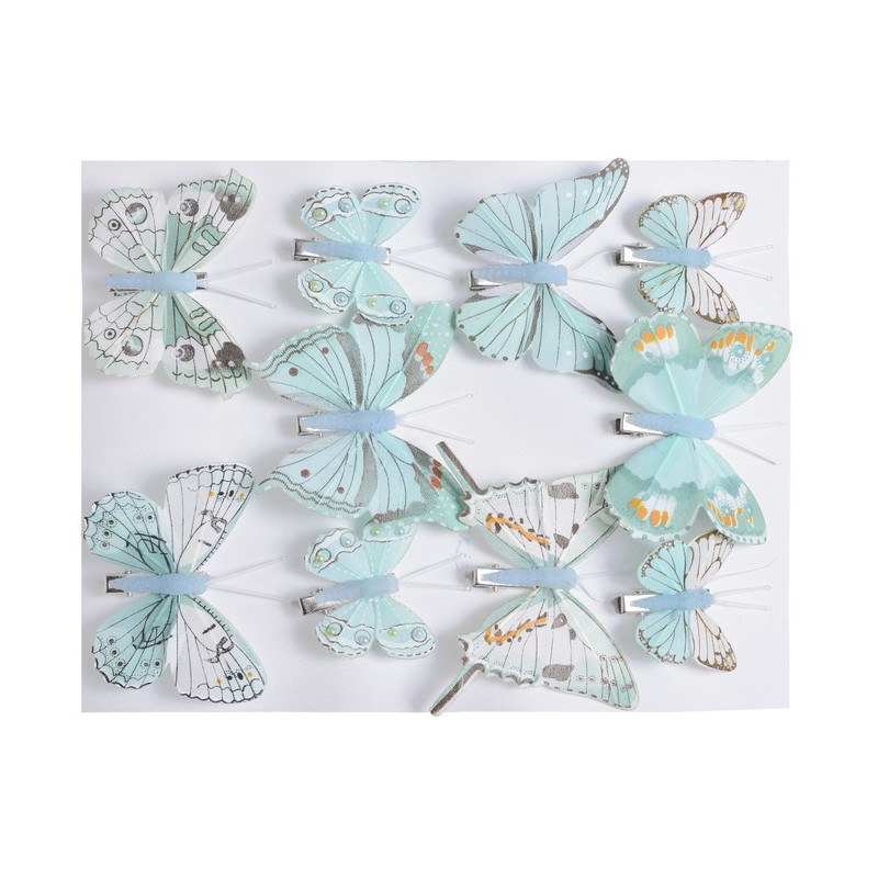 Motyl mix 8cm-5cm na klipie 10szt-krt BLUE