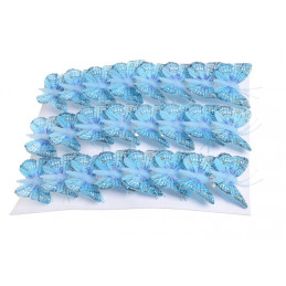 Motyl 5cm na klipie 24szt/paczka BLUE