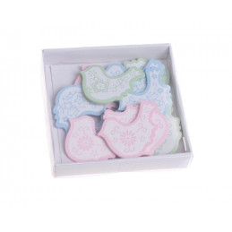 Ptaszki nalepki w pudełku 4 cm 10szt//paczka