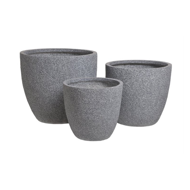 Donice okrągłe szare 3szt-kpl - MROZOODPORNA