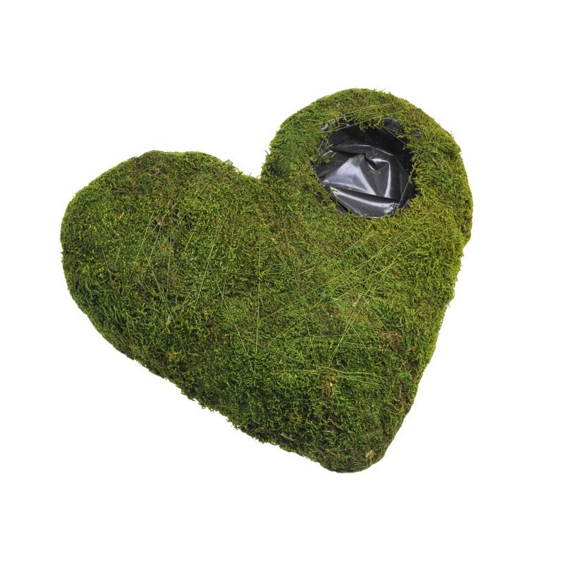 Serce z mchu - Flat moss heart with hole 40 cm