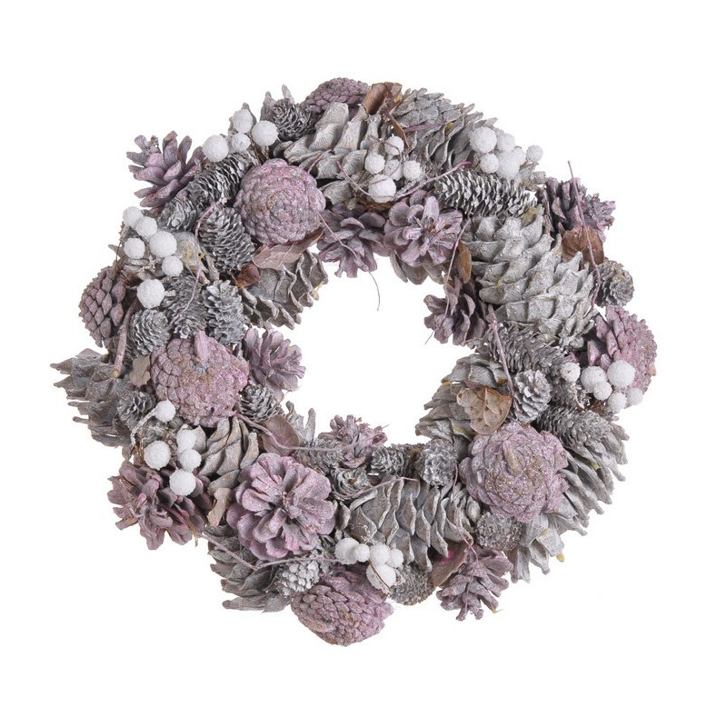 Wianek szyszki 34 cm PINK - artykuł dekoracyjny