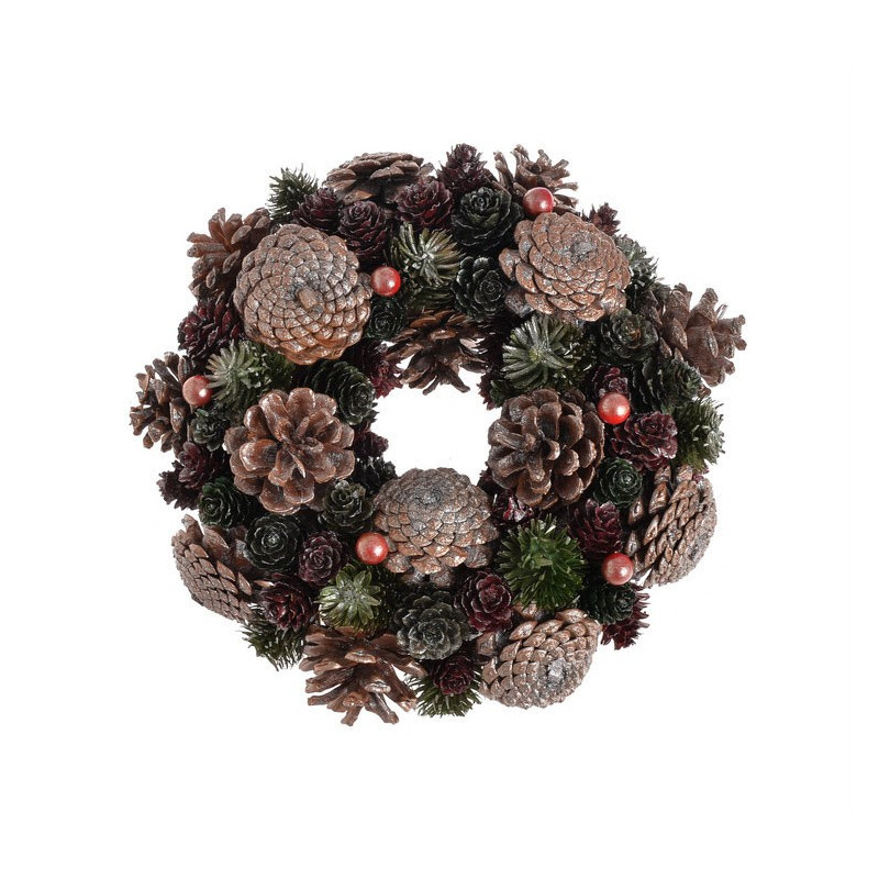 Wianek szyszki 26 cm GREEN-BROWN - artykuł dekoracyjny