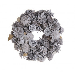 Wianek szyszki 26 cm WHITE - artykuł dekoracyjny