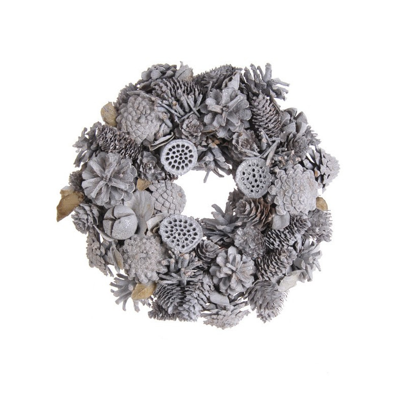 Wianek szyszki 26 cm WHITE - artykuł dekoracyjny