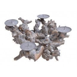 Korzeń świecznik biało-szary x4..ok 37x30x16 cm WHITE-WASHED