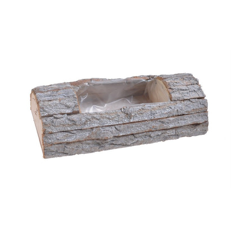 Osłonka z kory 40x19x9 cm - element dekoracyjny WHITE WASHED