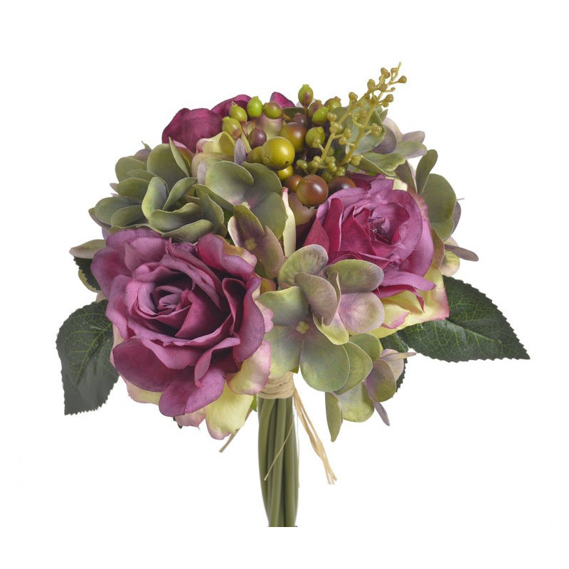 Bukiet róż z hortensją 3+3..29 cm - sztuczna roślina