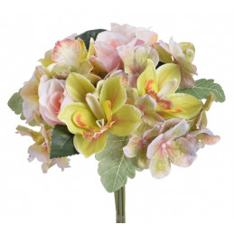 Bukiet z różą,storczykiem i hortensją..28 cm - sztuczna roślina