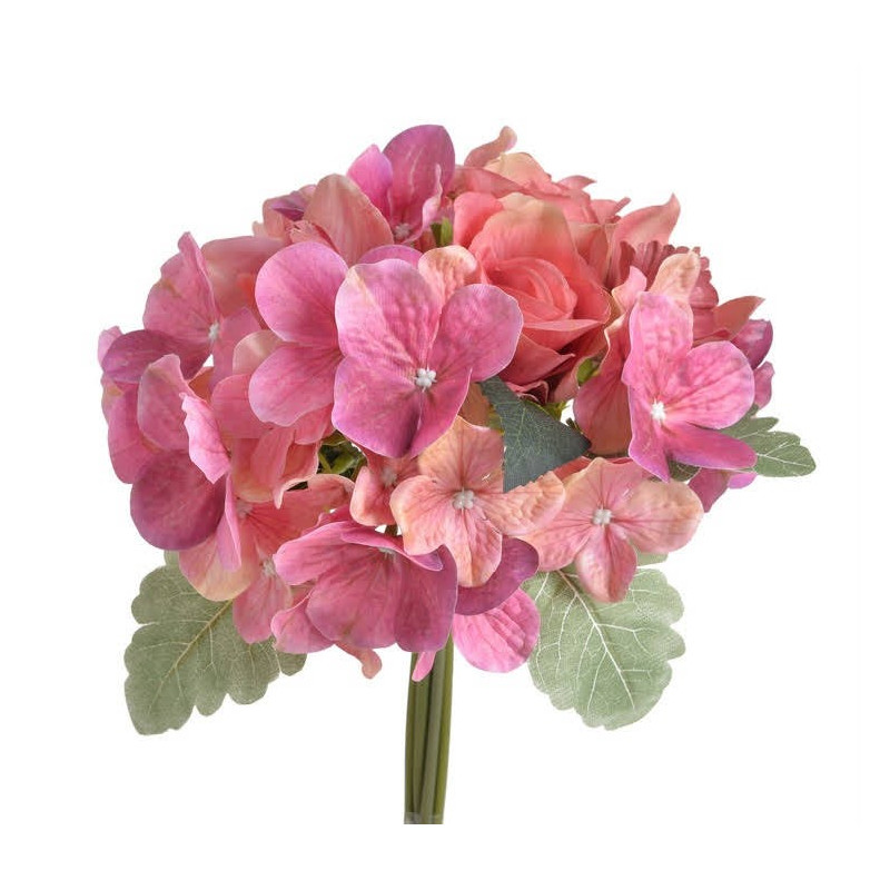 Bukiet z różą,storczykiem i hortensją..28 cm - sztuczna roślina