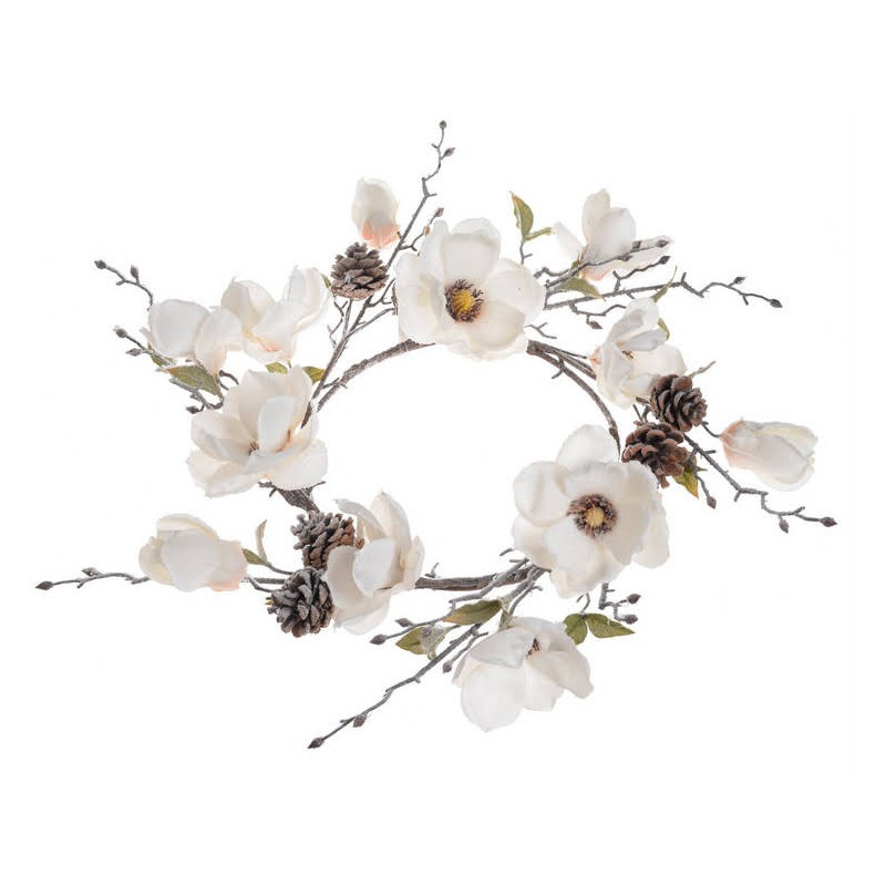 Wianek z ośnieżoną magnolią..55 cm