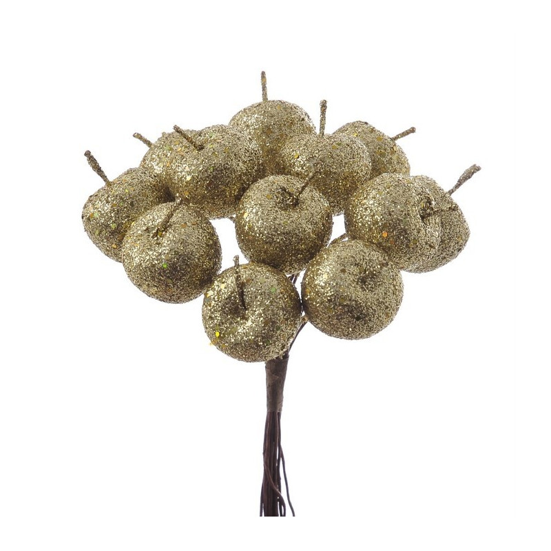 Jabłuszka w brokacie 12szt pęczek 11cm komplet-12 pęczków