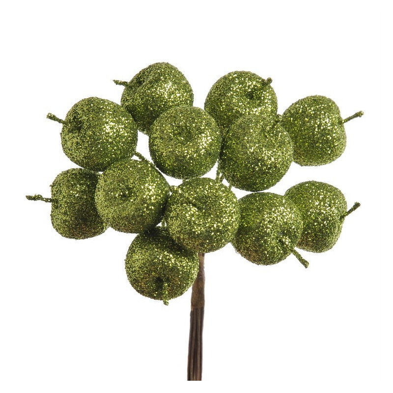 Jabłuszka w brokacie 12szt pęczek 11cm komplet-12 pęczków