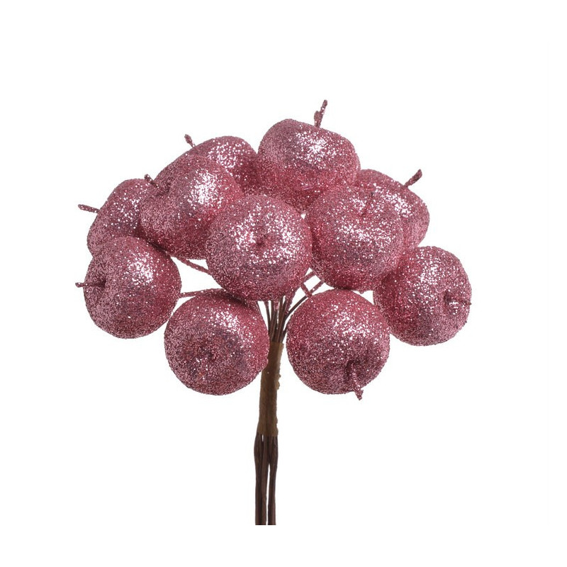 Jabłuszka w brokacie 12szt pęczek 11cm komplet-12 pęczków